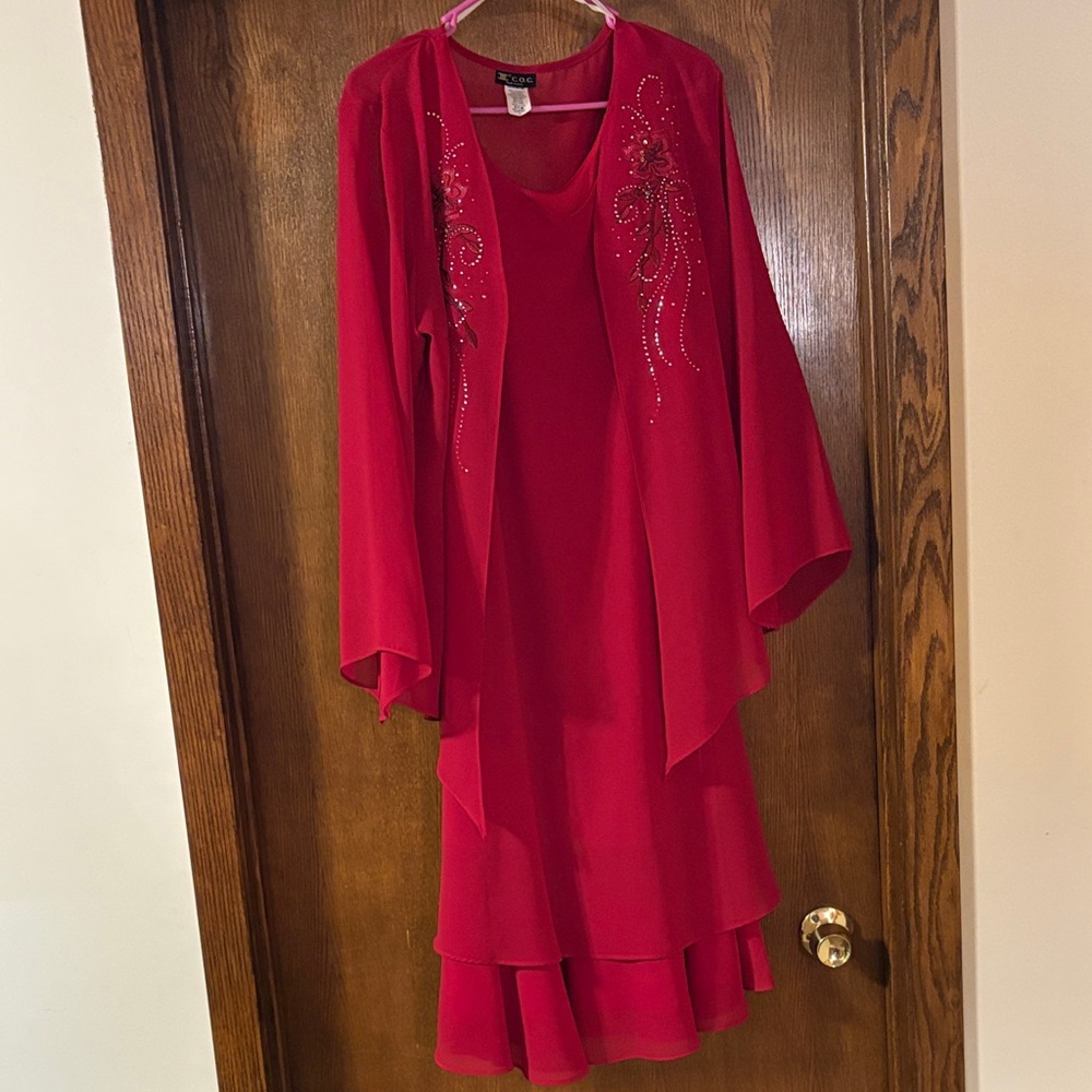 Elegant Red Women's Dress with Jacket